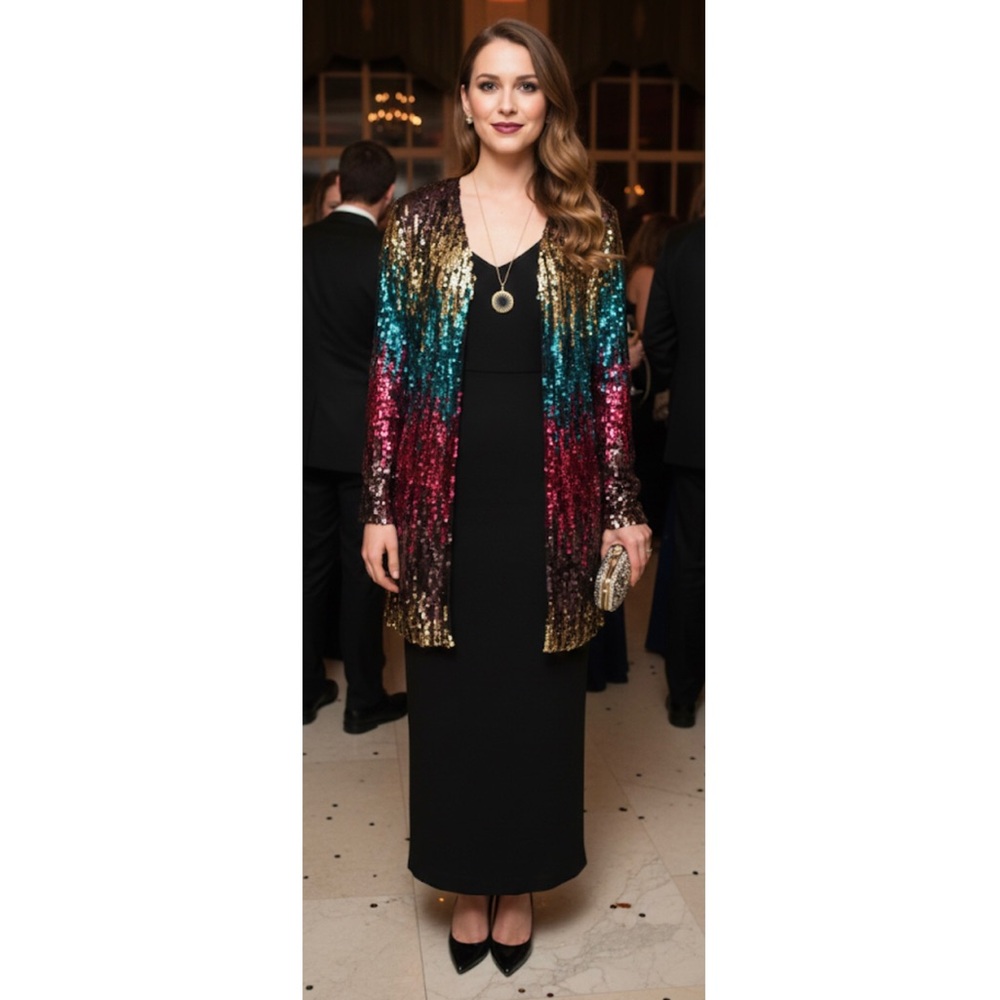 NWT Anna-Kaci Sparkly Sequin Open Front Cardigan